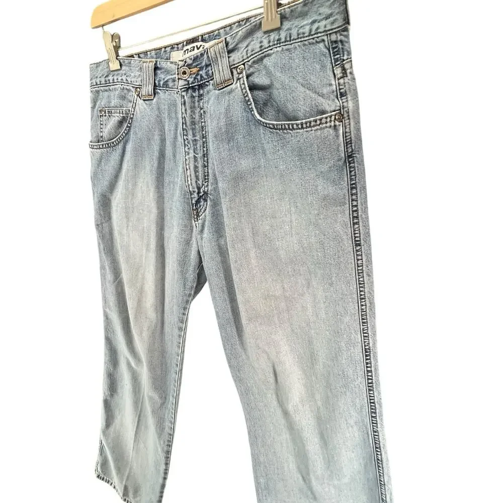 Mavi Y2K Relaxed Jeans Mens 32‎ Blue Light Wash Denim Faded Grunge Streetwear